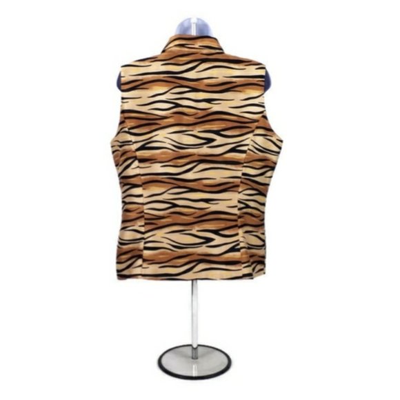 SilkLand Sleeveless Silk Animal Print Zip Up Vest Zipper Womens Size Large - Picture 3 of 8